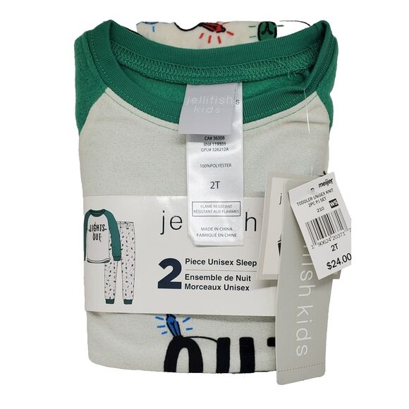 Jellyfish kids 2 Piece Unisex Sleep Set Size 2  Holiday Pj Flame Resistant New - Picture 5 of 6